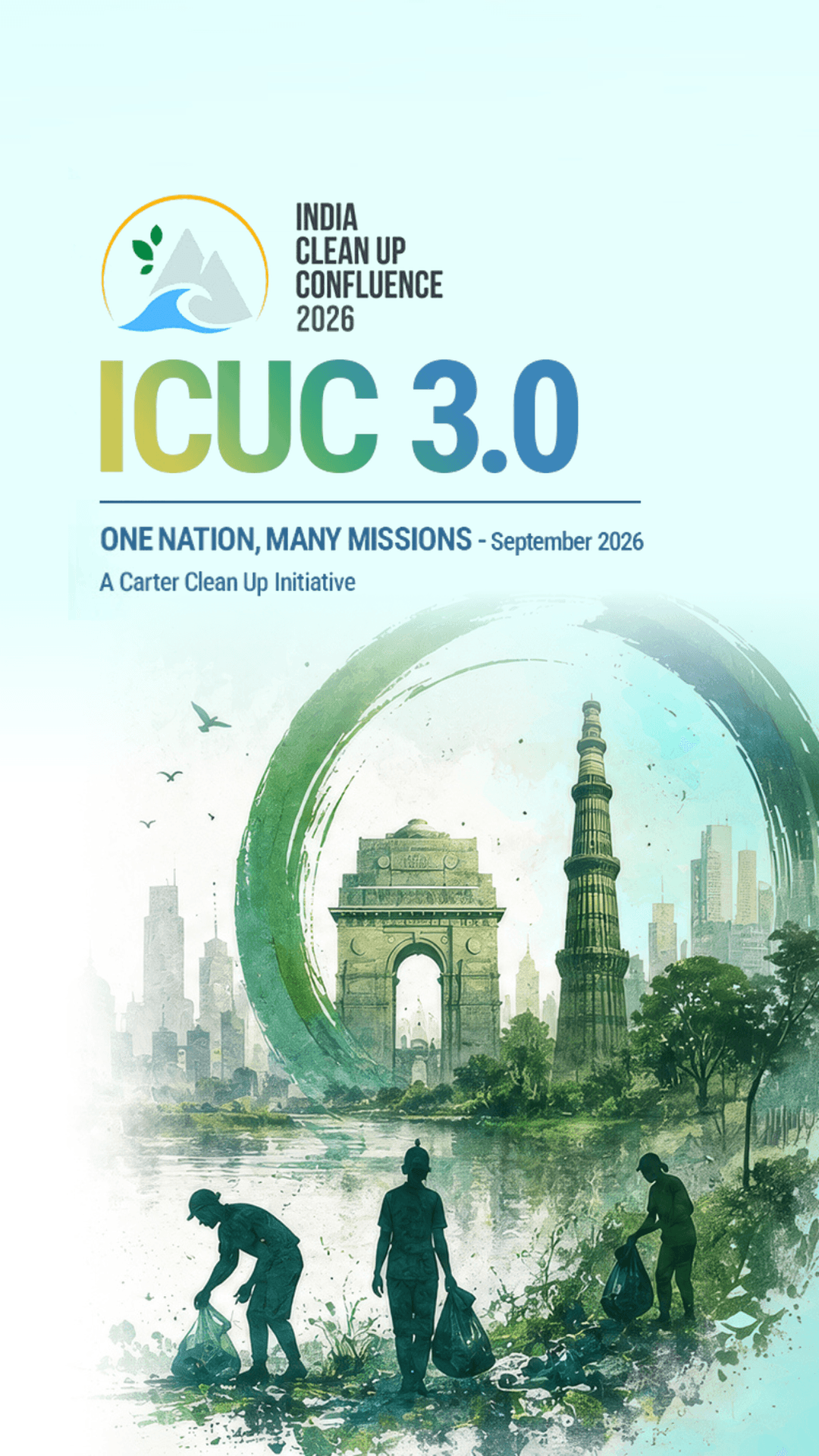 ICUC 3.0 — India Clean-Up Confluence 2026. One nation, many missions — September 2026. A Carter Clean Up initiative.